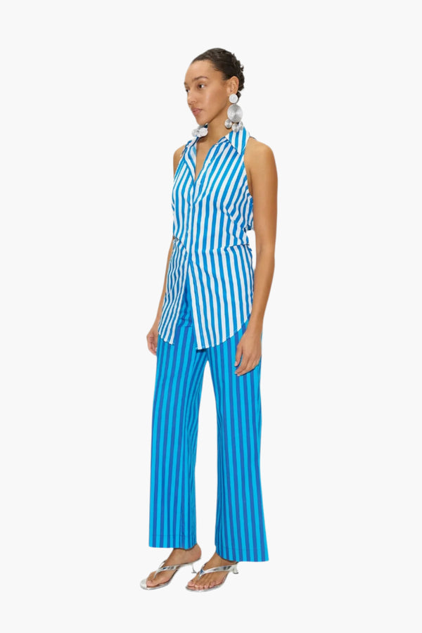 Tonal Blue Stripe - Pia Striped Poplin Pant