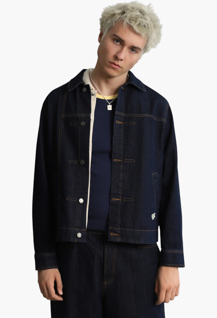 Trucker Denim Jacket Washed Dark - GLAM MODA