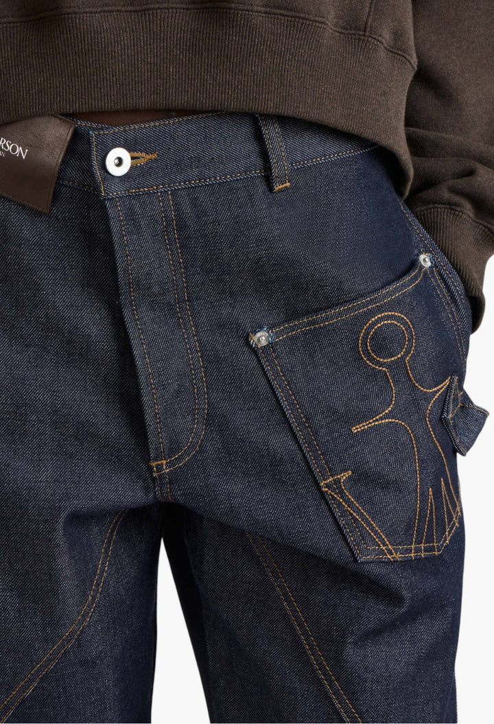 Twisted Workwear Denim Jeans In Indigo - GLAM MODA