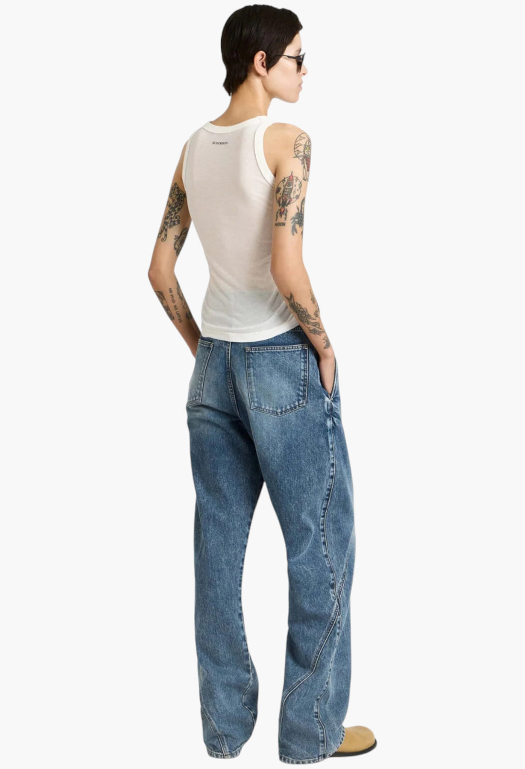 Twisted Workwear Jeans In Mid Blue - GLAM MODA