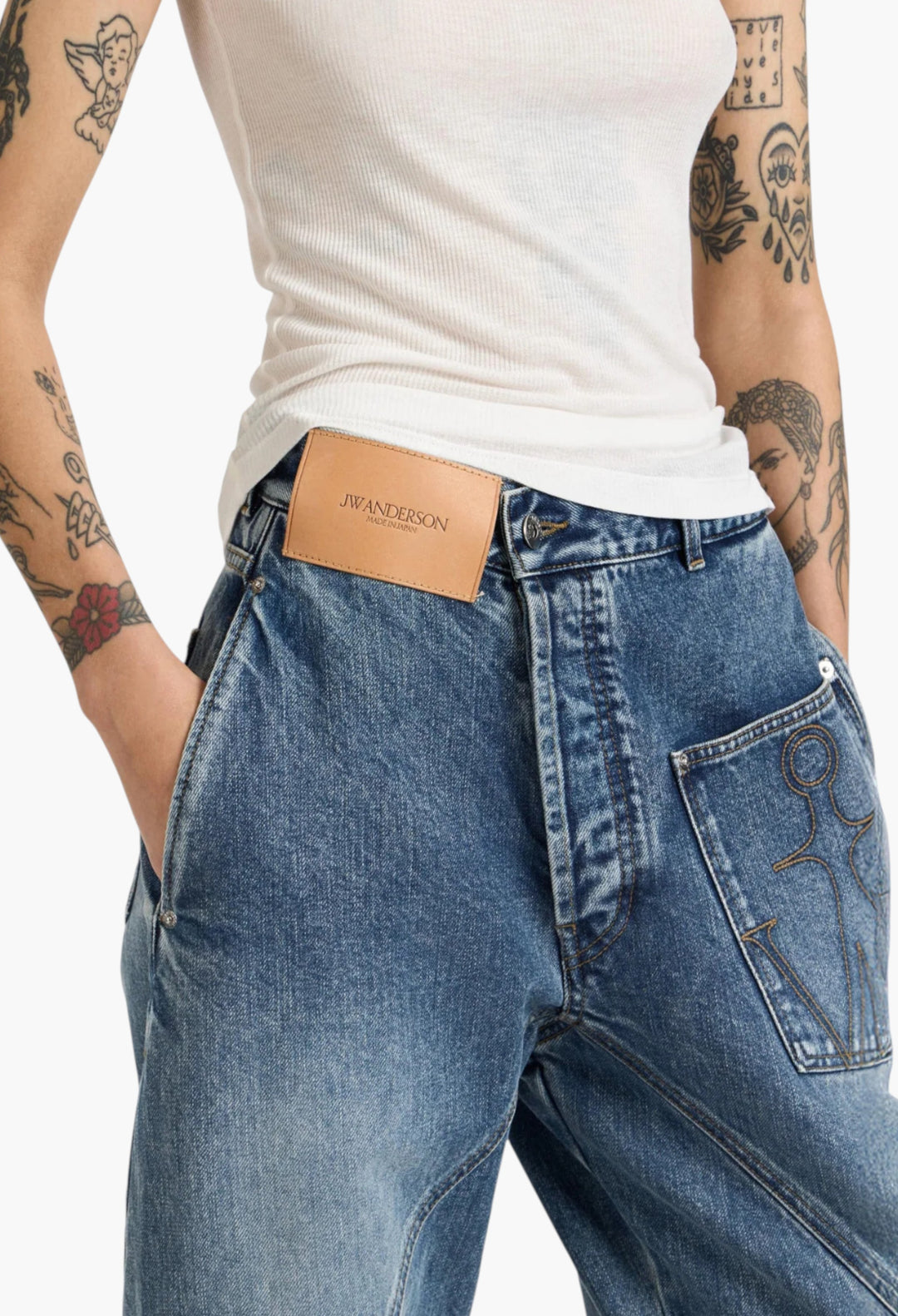 Twisted Workwear Jeans In Mid Blue - GLAM MODA