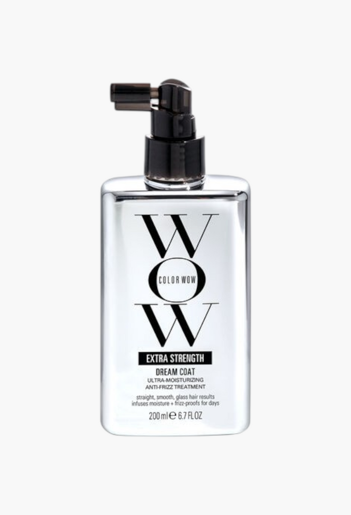 GLAM MODA Color Wow Extra Strength Dream Coat anti-humidity hair spray in a sleek silver 200ml bottle
