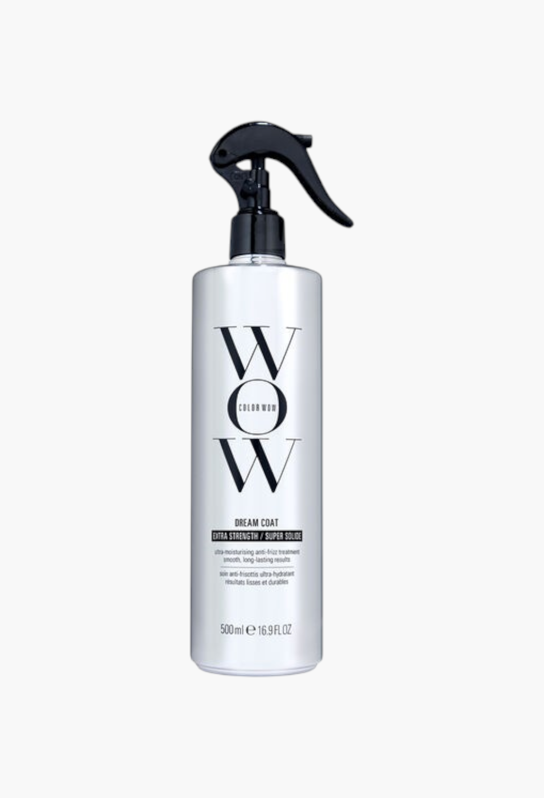 GLAM MODA Color Wow Extra Strength Dream Coat anti-humidity hair spray in a 500ml clear bottle with black trigger