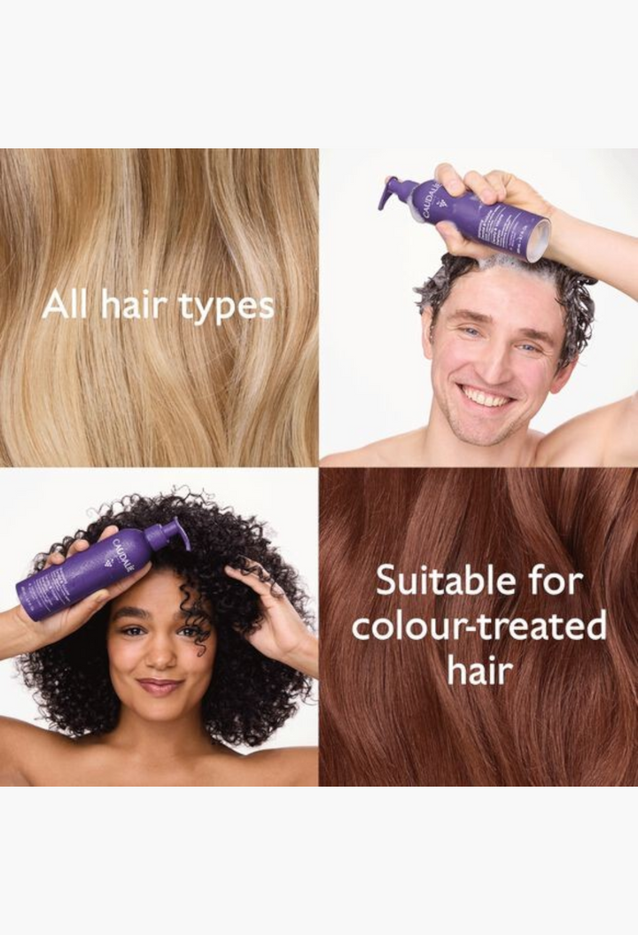 GLAM MODA Caudalie density and volume shampoo being used by diverse models with different hair types and textures