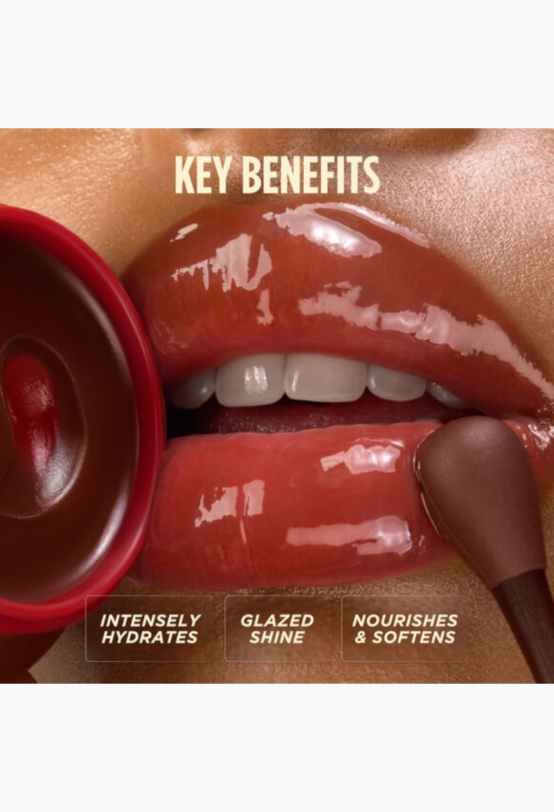 GLAM MODA Gisou Cherry Chocolate lip mask with a high-shine glazed finish and nourishing honey-infused formula.