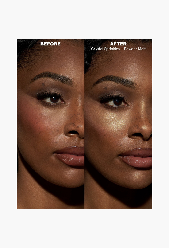 Blurring Setting Powder Crystal Sprinkles on dark skin tone