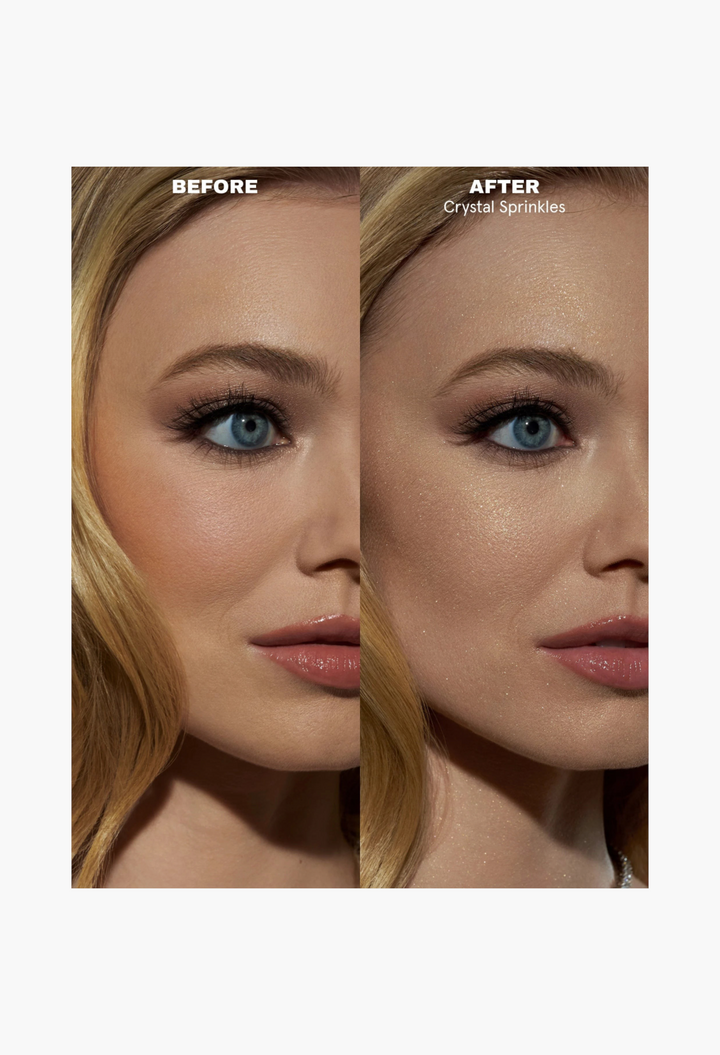 Blurring Setting Powder Crystal Sprinkles on fair skin tone