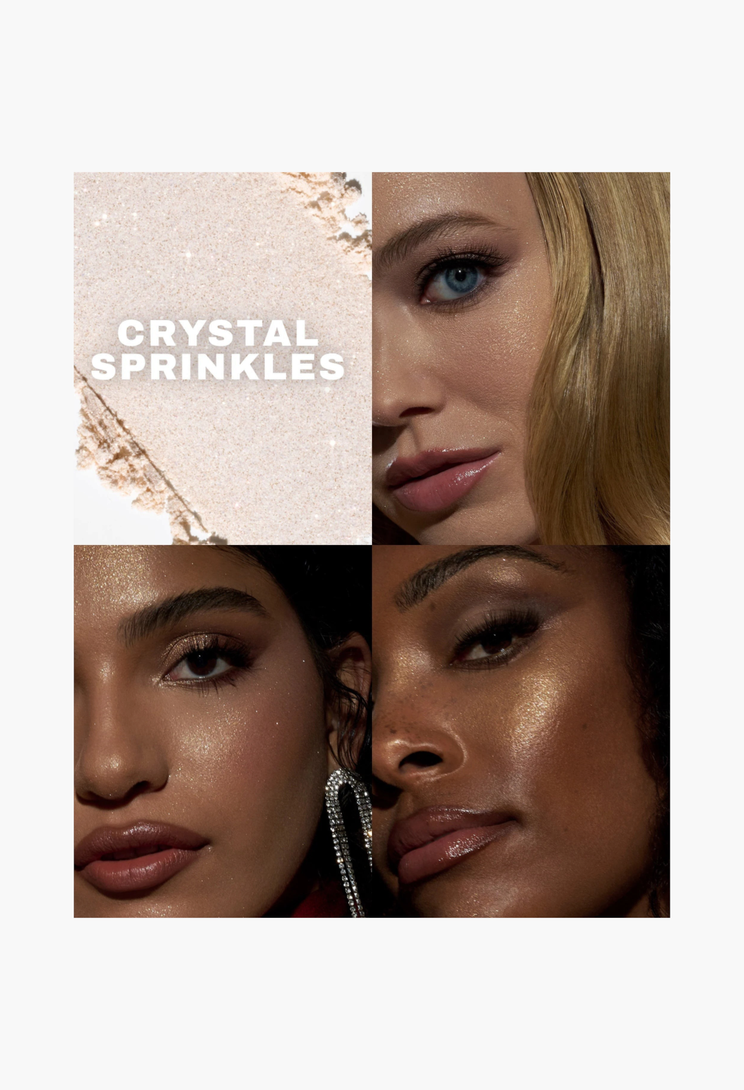 Blurring Setting Powder Crystal Sprinkles quad view showing product packaging and texture