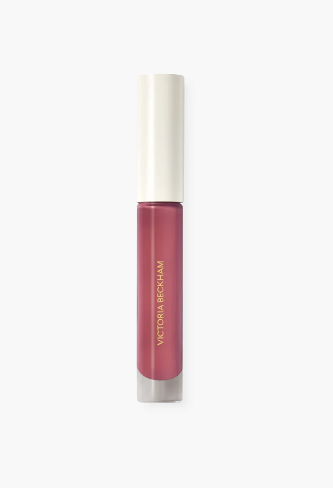 GLAM MODA Posh Gloss high-shine mauve lip gloss in a sleek tube with a cream-colored cap and gold lettering.