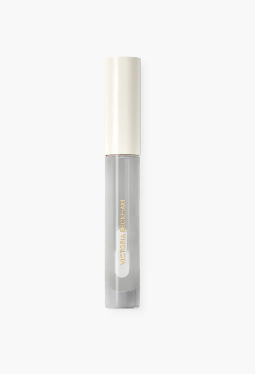 GLAM MODA Posh Gloss High Shine Lip in a clear tube with a cream cap, featuring a sleek minimalist design.