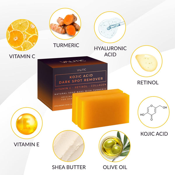 Valitic Kojic Acid Dark Spot Remover Soap Bars (2 Pack)