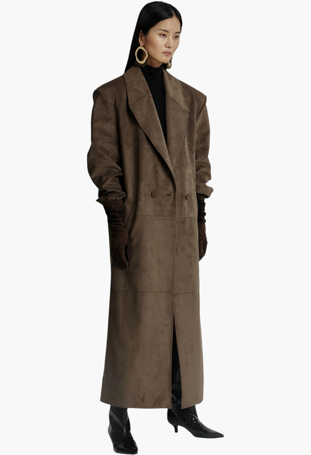 Valmere Faux Suede Coat - Brown - GLAM MODA