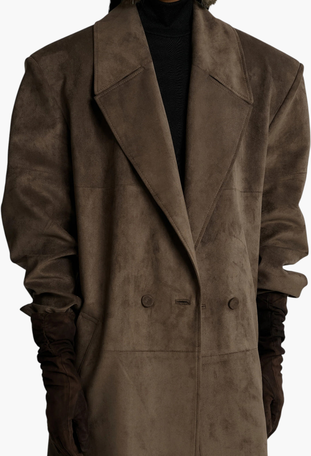 Valmere Faux Suede Coat - Brown - GLAM MODA