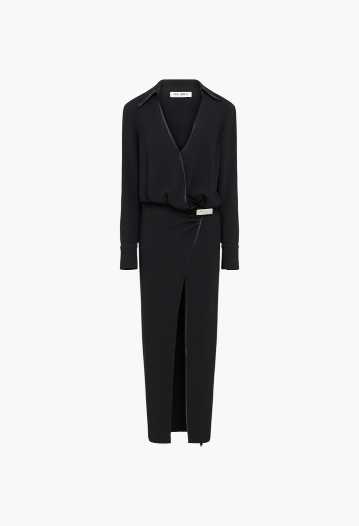 Viscose Blend V-Neck Long Dress - GLAM MODA