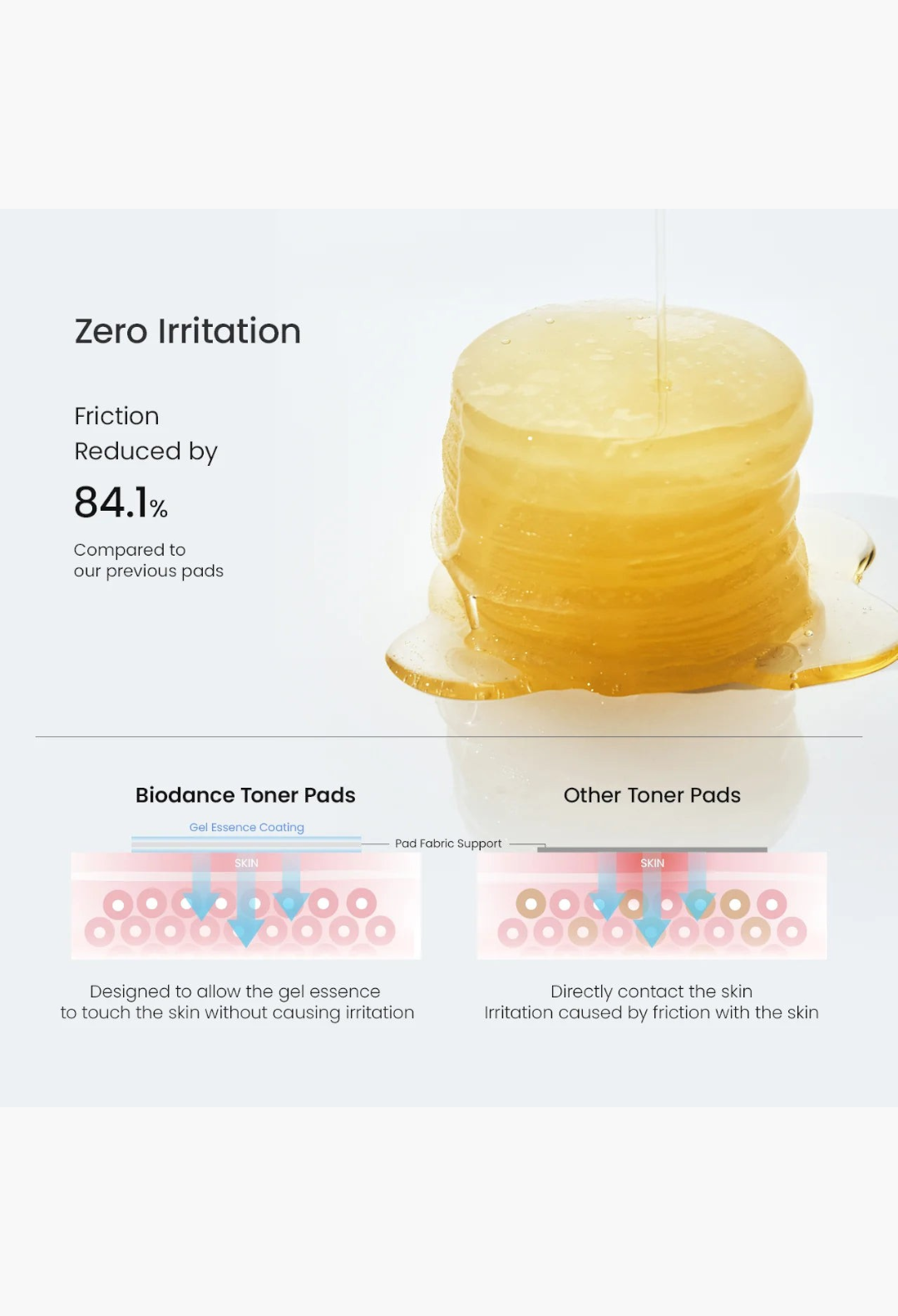 GLAM MODA Vita Niacinamide gel toner pads showing a stack of moist, translucent yellow pads with a gel essence coating.
