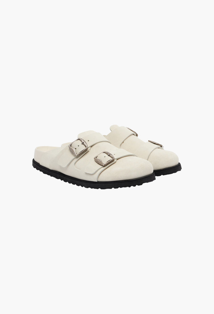 White - 222 West Suede Clogs - GLAM MODA