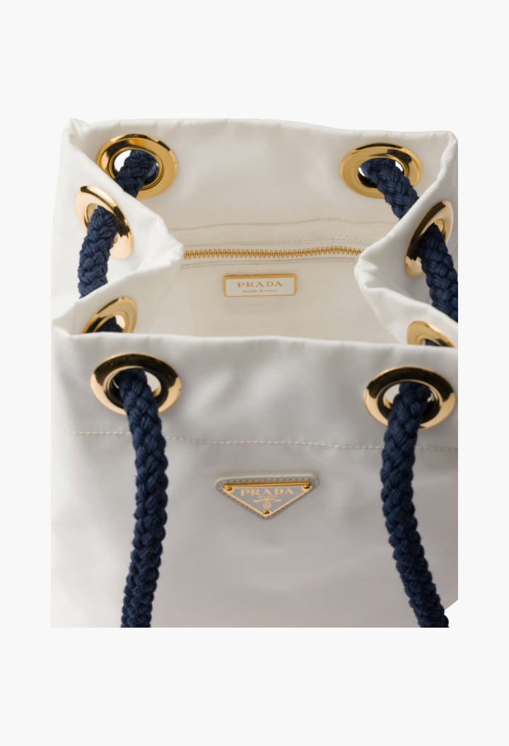 White/Baltic Blue - Prada Mariner Re-Nylon Bucket Bag - GLAM MODA