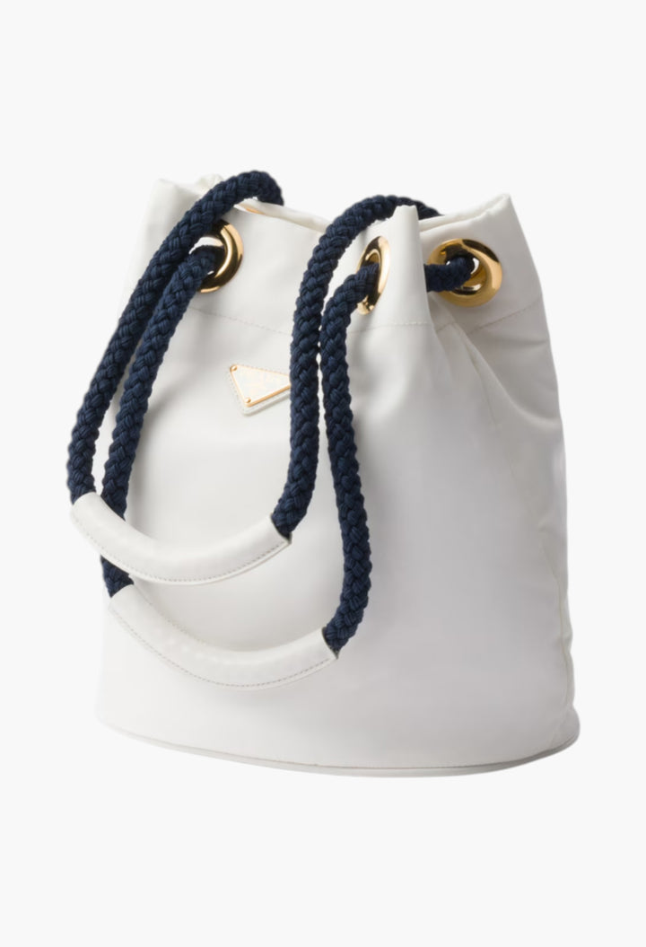 White/Baltic Blue - Prada Mariner Re-Nylon Bucket Bag - GLAM MODA