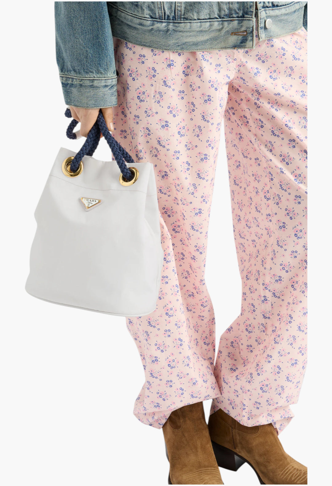 White/Baltic Blue - Prada Mariner Re-Nylon Bucket Bag - GLAM MODA