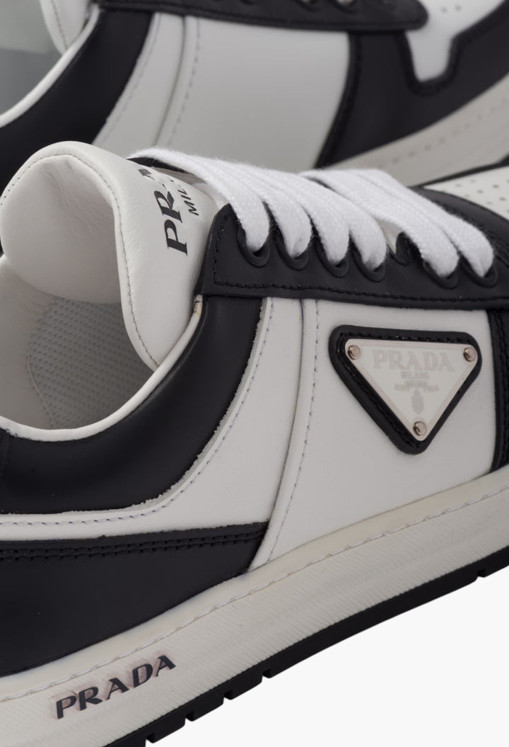 White/Black - Downtown Perforated Leather Sneakers - GLAM MODA