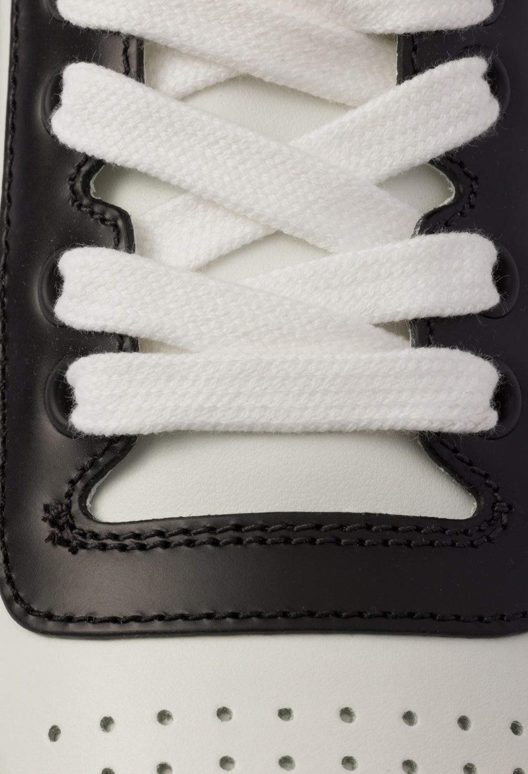 White/Black - Downtown Perforated Leather Sneakers - GLAM MODA