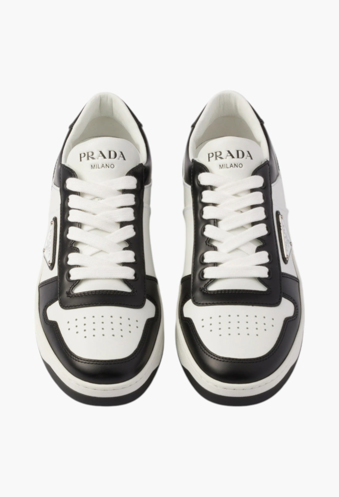 White/Black - Downtown Perforated Leather Sneakers - GLAM MODA