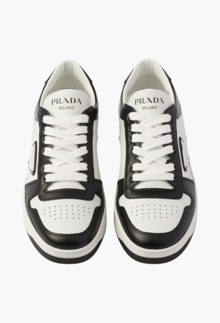 White/Black - Downtown Perforated Leather Sneakers - GLAM MODA