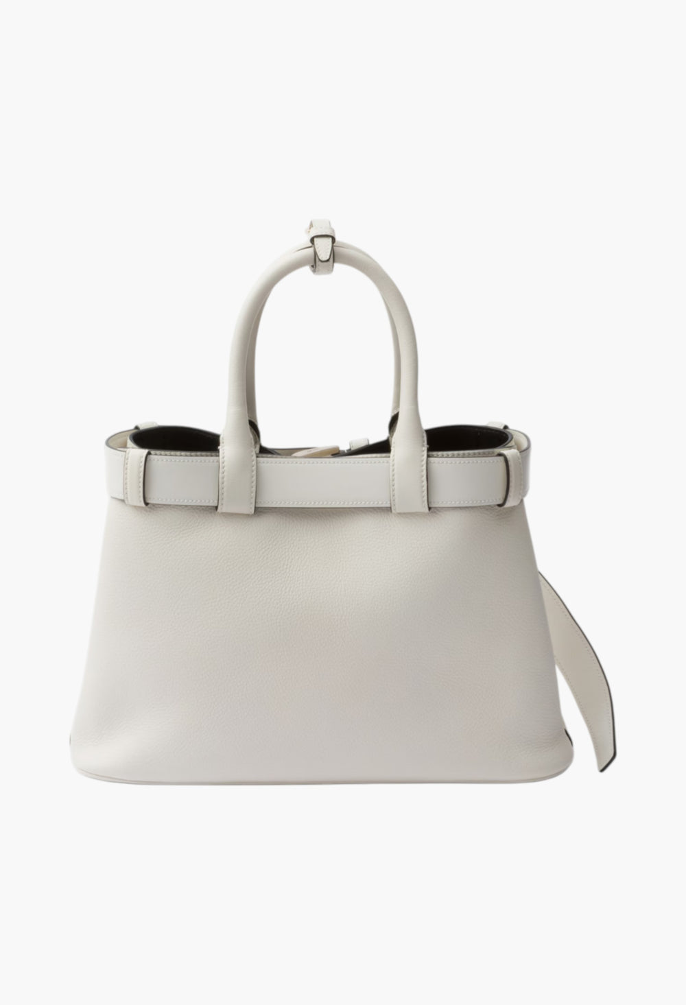 White/Black - Prada Buckle Small Leather Handbag With Belt - GLAM MODA