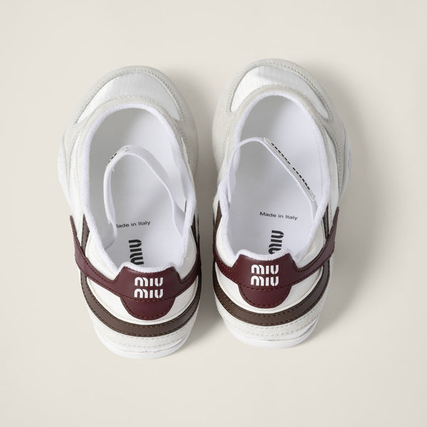 White/Burgundy - Gymnasium Technical Fabric And Suede Ballerinas
