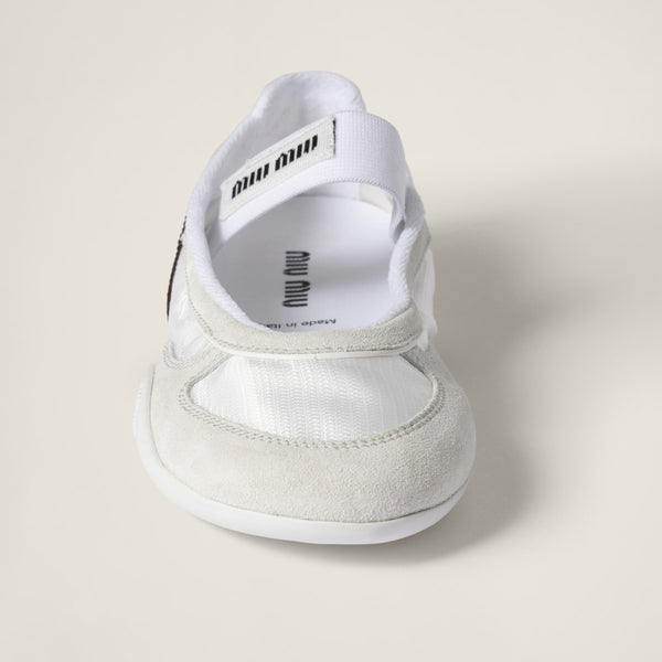 White/Burgundy - Gymnasium Technical Fabric And Suede Ballerinas
