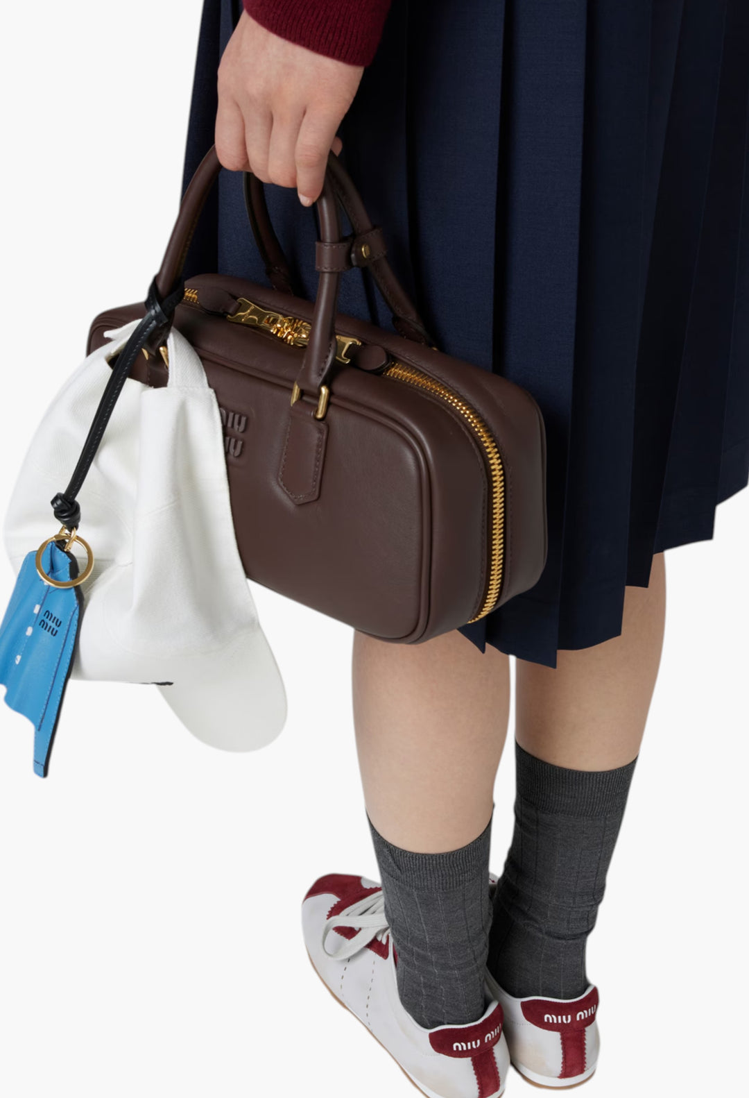 White/Cerise - Plume Nappa Leather And Suede Sneakers - GLAM MODA