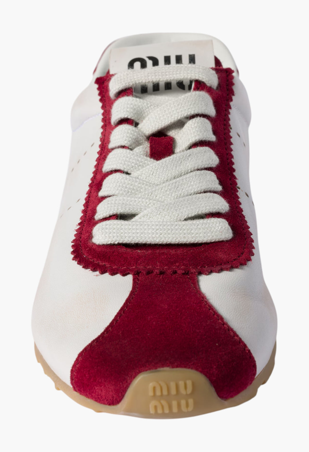 White/Cerise - Plume Nappa Leather And Suede Sneakers - GLAM MODA