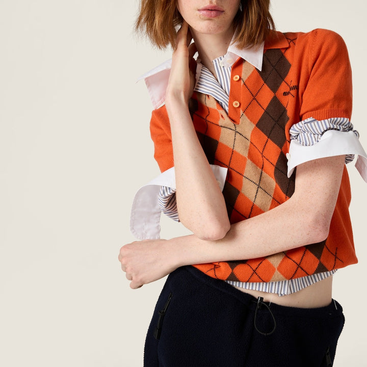 White/Cocoa Brown - Striped Poplin Shirt - GLAM MODA