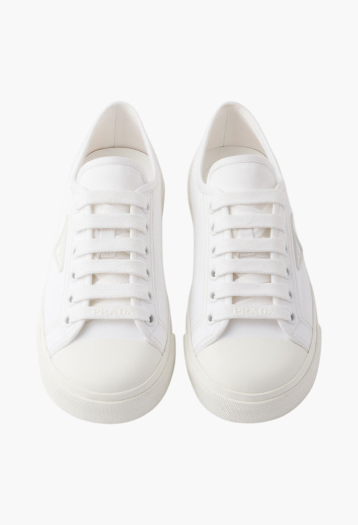 White - Cotton Gabardine Sneakers - GLAM MODA