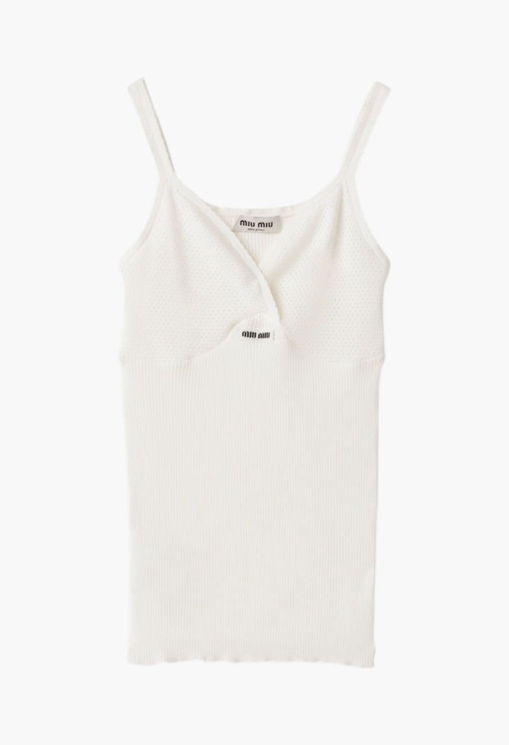 White - Cotton Knit Top - GLAM MODA