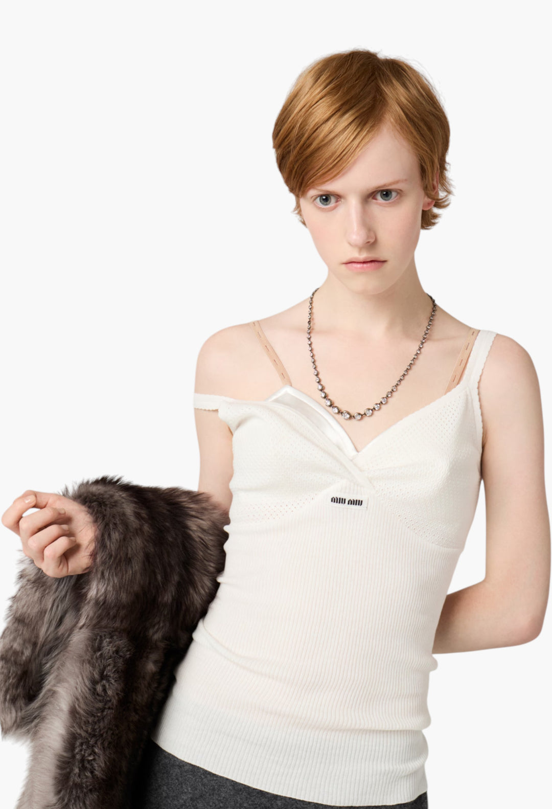 White - Cotton Knit Top - GLAM MODA