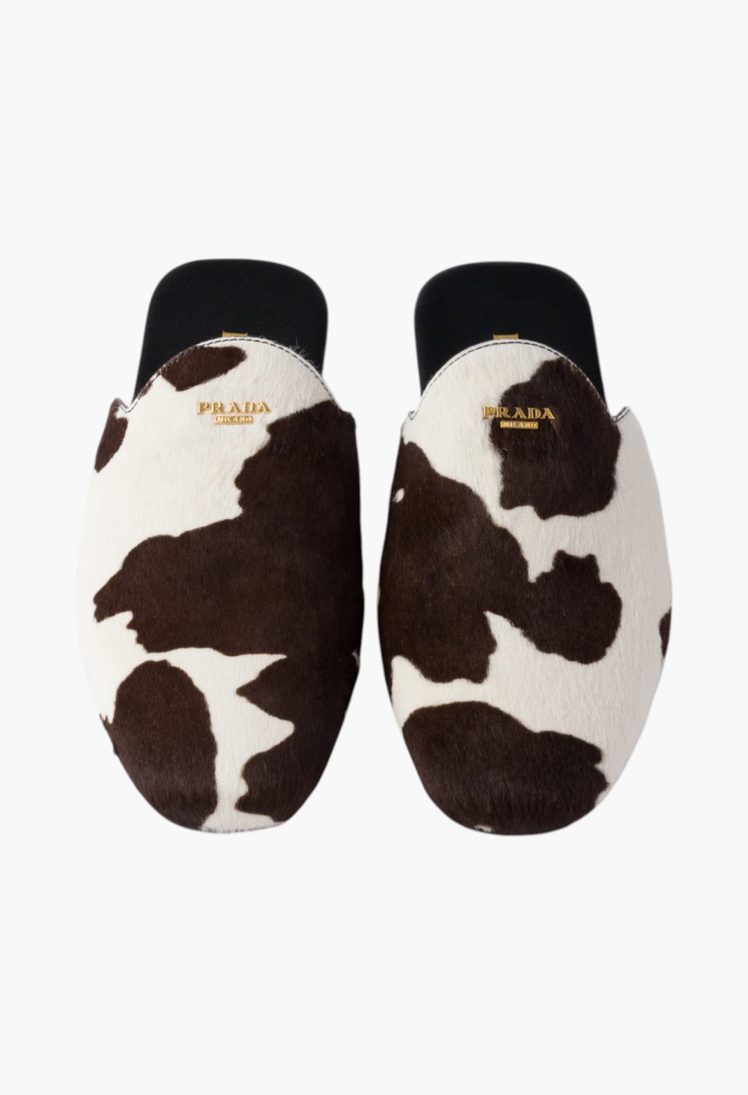 White / Dark Brown - Printed Leather Mules - GLAM MODA