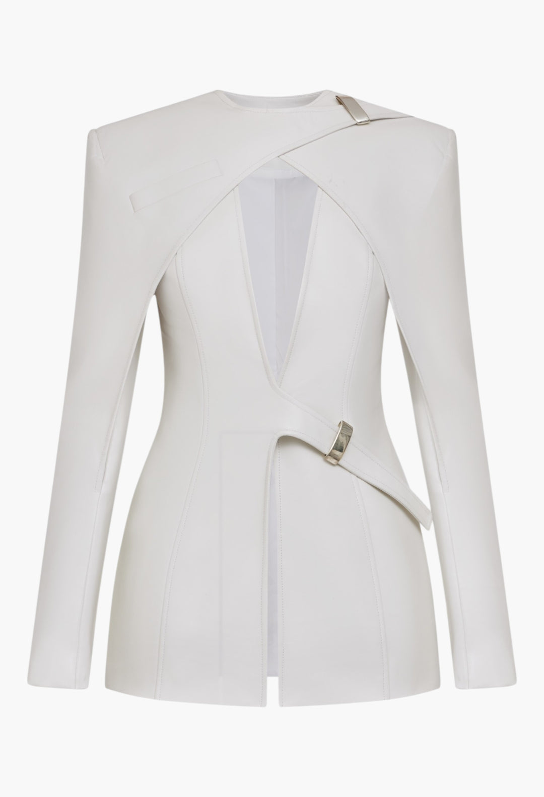 White - Deconstructed Blazer - GLAM MODA