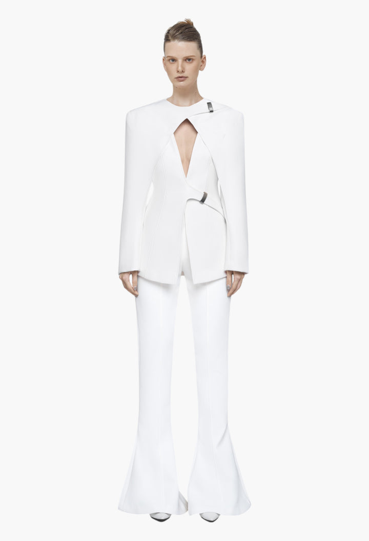 White - Deconstructed Blazer - GLAM MODA