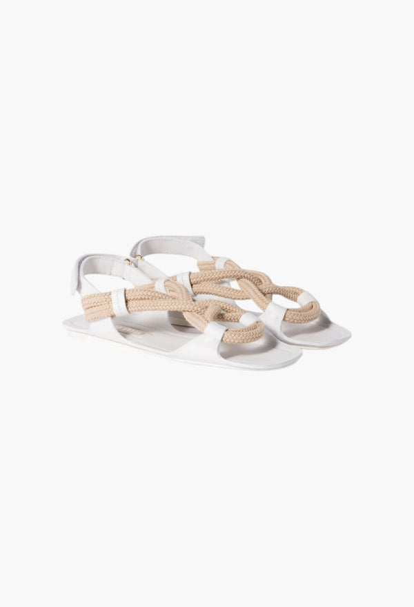 White - Flat Cord Sandals