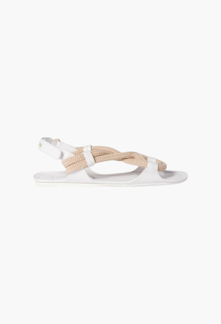 White - Flat Cord Sandals - GLAM MODA