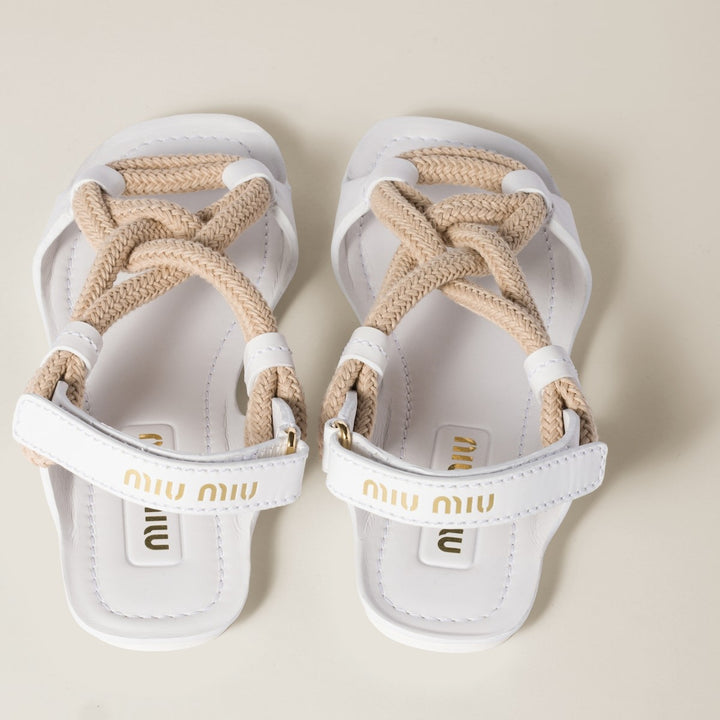White - Flat Cord Sandals - GLAM MODA