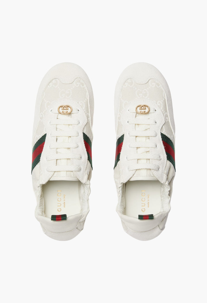 White GG Canvas - Women's Gucci Shift Sneaker - GLAM MODA