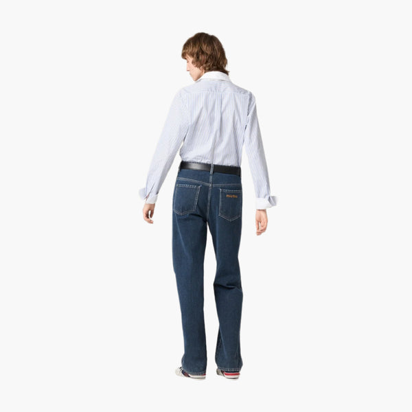 White/Light Blue - Striped Poplin Shirt