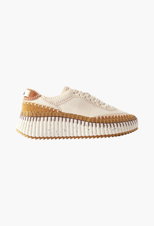 White - Nama Embroidered Leather-Trimmed Suede Sneakers