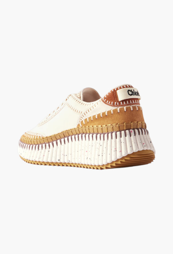 White - Nama Embroidered Leather-Trimmed Suede Sneakers