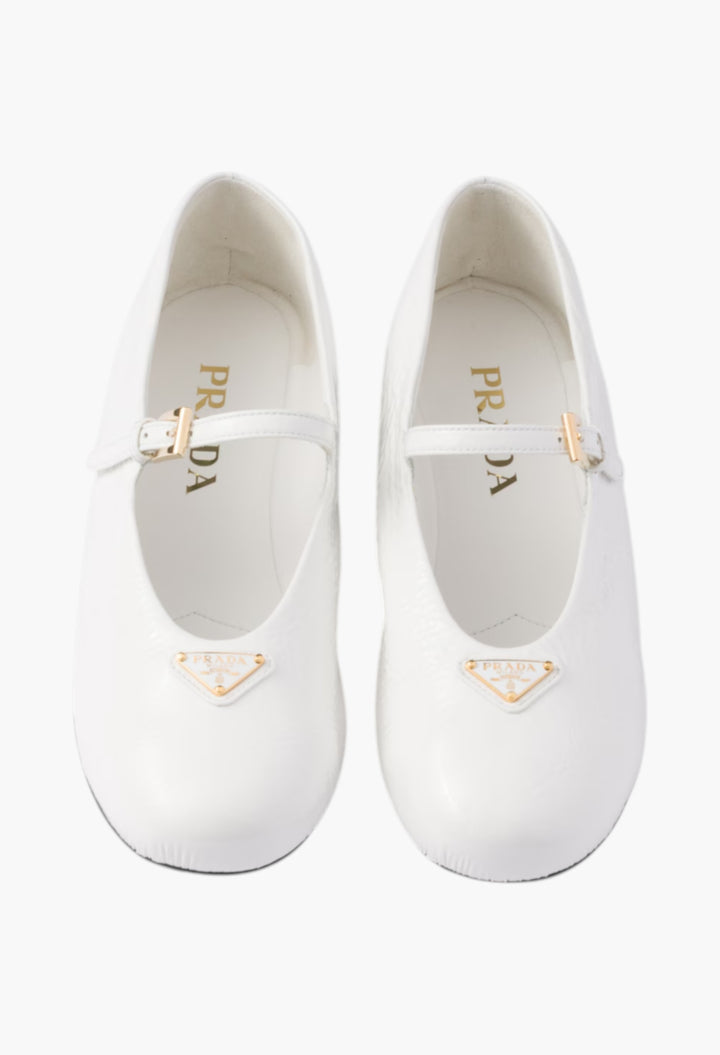 White Naplak Patent Leather Ballerinas - GLAM MODA