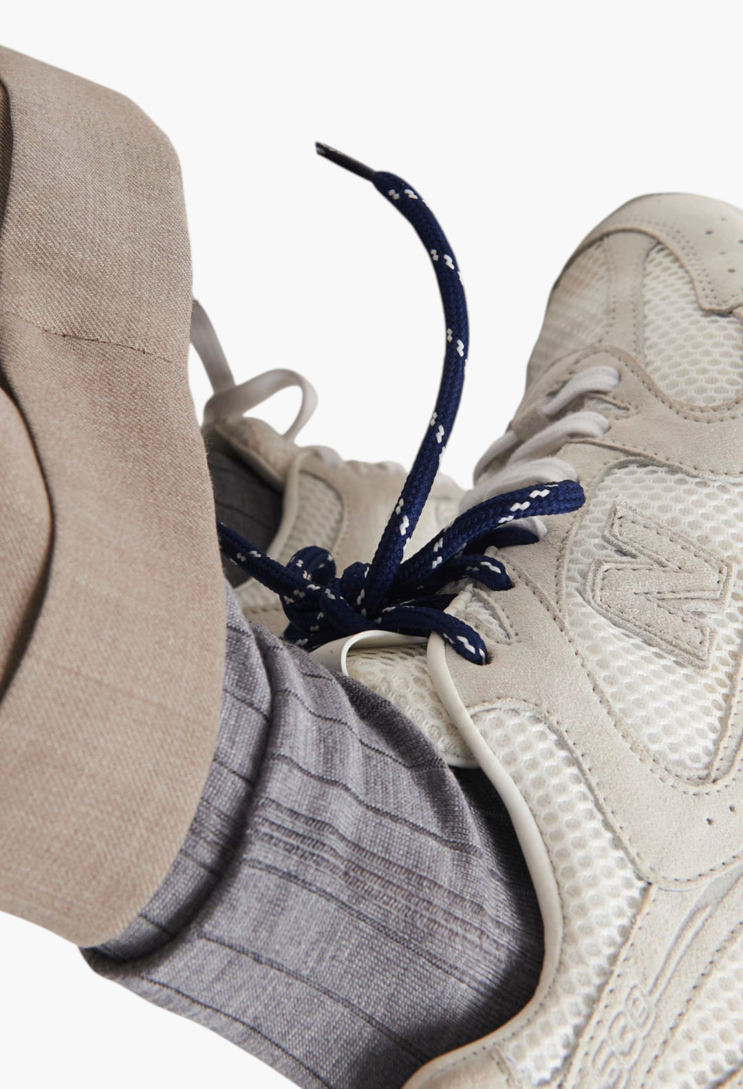 White - New Balance X Miu Miu 530 SL Suede And Mesh Sneakers - GLAM MODA