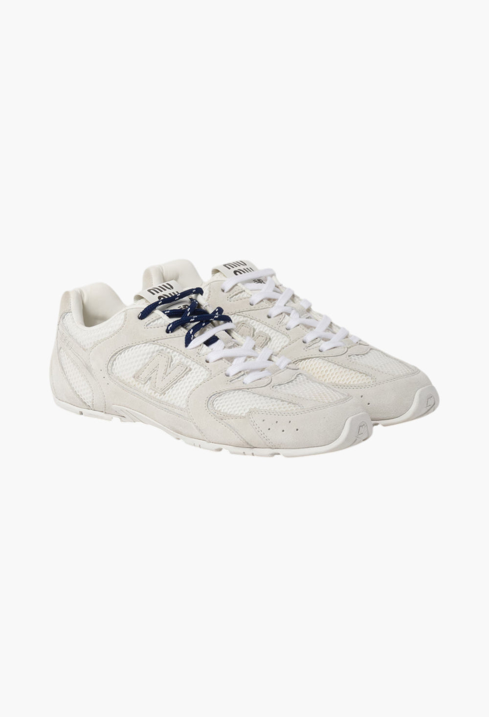White - New Balance X Miu Miu 530 SL Suede And Mesh Sneakers - GLAM MODA