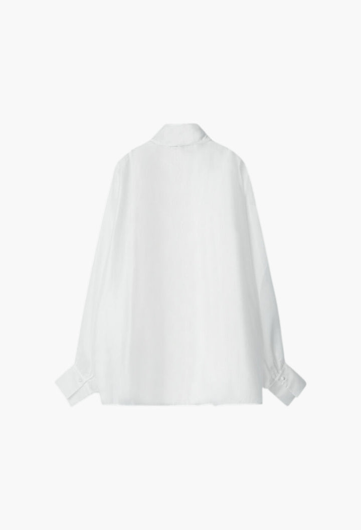 White - Oversized Semi-Sheer Shirt Woman - GLAM MODA